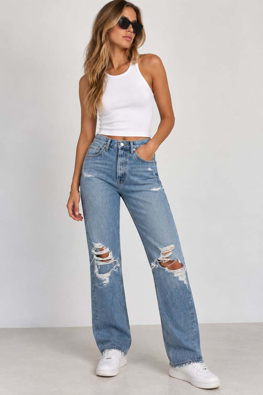 AGOLDE 90s Mid Rise Loose Fit Distressed Jeans Size 27 Blue